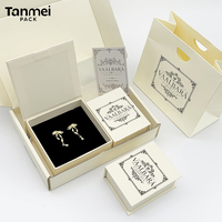 Boîte à bijoux beige personnalisée Tanmei, boîte à bijoux pour collier et boucles d'oreilles, emballage de bijoux, ensemble de boîtes à bijoux