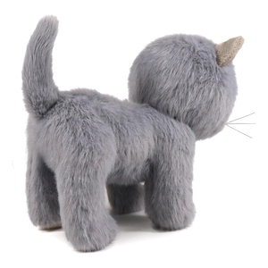 Realistici occhi grigi pelosi in plastica membra carine in piedi piccolo gatto giocattolo con la coda 6 pollici <span class=keywords><strong>di</strong></span> cotone imbottito fatto a mano gatto peluche - Product Image 4