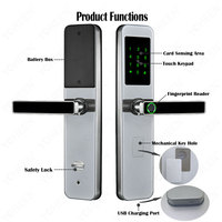 TTlock Ble ou Tuya Wifi App Serrure de porte numérique intelligente Code d'empreinte digitale Serrure intelligente Carte-clé Mortaise Serrure intelligente électronique
