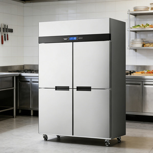 Réfrigérateur vertical à <span class=keywords><strong>double</strong></span> température à 4 portes, refroidissement par air, congélateur vertical, équipement de cuisine de restaurant - Product Image 1