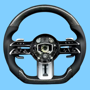 Para <span class=keywords><strong>Mercedes</strong></span> Benz W205 volante de cuero de fibra de carbono Compatible con modelos W212 W463 W222 C180 C200 C250 C300 C43 C63 AMG - Product Image 1