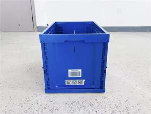 Ensemble de 5 caisses de rangement pliables en <span class=keywords><strong>plastique</strong></span> solide bleu marine 60x40x40 cm, pliables et empilables sans <span class=keywords><strong>couvercle</strong></span>, en stock - Product Image 6