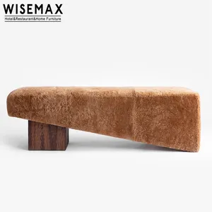 WISEMAX FURNITURE teddy fabric chaise longue chair living room modern sofas ottoman long shoe stool boucle bed end bench stool