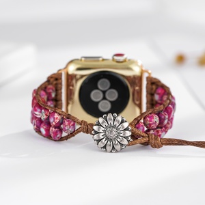 Bracelet de montre Bohême Fruit 38-45MM pierre de jaspe naturel perlé tressé Bracelet Bracelet fait à la main 3 couches Wrap Apple <span class=keywords><strong>E</strong></span> Bracelet de montre - Product Image 2