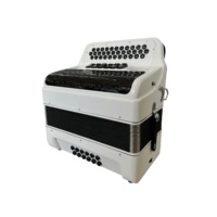 Accordéon de haute qualité JB3412E blanc mat, 34 boutons, 12 basses, 6 registres, grille noire, boutons noirs, diatonique