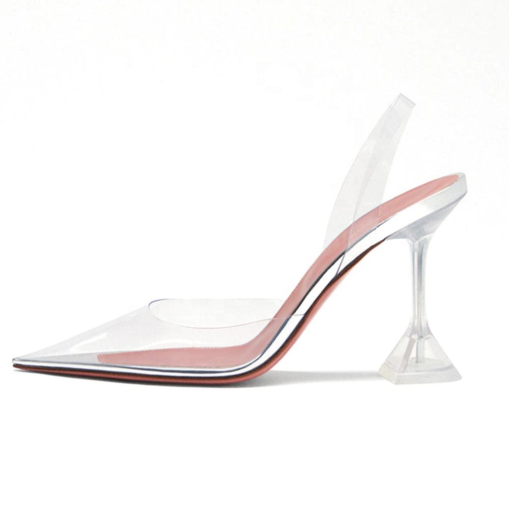 Lucite Perspex Glass PVC Clear Slingbacks Transparent High Heels Shoes for  Ladies