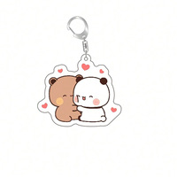 Porte-clés en plastique Bubu Dudu mignons, motif anime de couple d'ours adorable, pour accessoires et pendentifs de sac, tendance mode