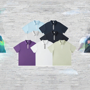 Tissu rafraîchissant personnalisé, respirant, avec motif de lettres brodé, tricoté, pour l'entraînement de golf en extérieur pour hommes, fermeture éclair haute performance pour chemise - Product Image 3