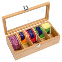 Emballage de boîte à thé en bois personnalisée Boîte de rangement pour thé en bois laqué à 8 compartiments