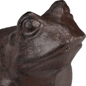 Figurine de grenouille assise de style chinois en <span class=keywords><strong>fonte</strong></span>, aspect antique, résistante aux intempéries, décoration pour balcon, marron - Product Image 6