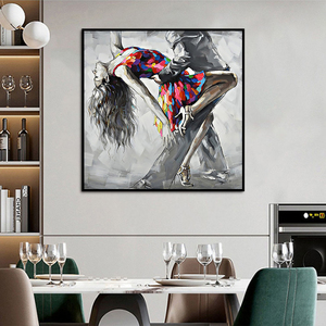 Cuadro Decorativo de Pareja Bailando, Pintado a Mano al 100%, Arte Abstracto de Lujo, Lienzo Estirado, Listo para Colgar, Pintura al Óleo, Tamaño Personalizable - Product Image 3