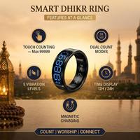 ITasbeeh Salam Smart Qibla Tasbeeh Teller Ring SQ666 Roestvrij Staal IOS App Besturing Wekker Slaapmonitoring Eid Ramadan