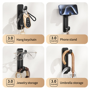 Paquete de 5 Ganchos Autoadhesivos Resistentes <span class=keywords><strong>para</strong></span> Puerta, <span class=keywords><strong>para</strong></span> Colgar Abrigos y Toallas en el Baño o Dormitorio - Product Image 3