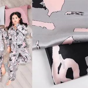 Yüksek kaliteli Spandex taklit ipek baskılı saten kumaş pijama için