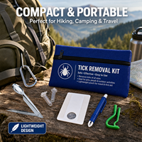 Kit de suppression des tiques sûr, portable et luxueux en acier inoxydable et plastique pour chiens et chats - Extracteur de tiques facile pour la randonnée et le camping en plein air