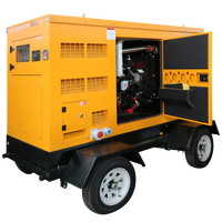 Générateur diesel silencieux portable/remorquable 48 kW 60 kVA monté sur remorque, triphasé 4 fils, démarrage automatique 24 V CC, ATS, alimentation de secours d'urgence