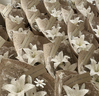 Buket Bunga Lily Premium dengan Renda, Bunga Artifisial Realistis, Rangkaian Bunga Buatan Tangan, Bunga Sutra, Hadiah Ulang Tahun dan Qixi