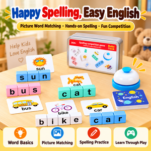 Vorschul-Holz-Alphabet-Puzzle-Blöcke & Phonics-Zuordnungsspiel, Wortrennen-Würfel, Holzklötze-Buchstabierspiel für Kinder - Product Image 6