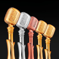 Série de trophées microphone Or, Argent, Or Rose, Récompenses personnalisées pour les concours de chant et d'hôte