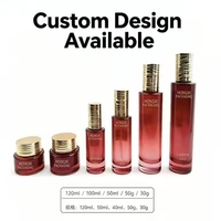 Kit d'emballage cosmétique en verre dégradé de luxe avec bouchon à fil doré, flacon pour soins de la peau, pot à crème, personnalisable, plusieurs couleurs