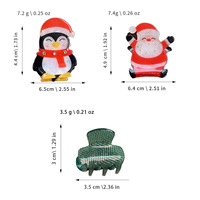 Pince à cheveux Shily&OS en forme de requin, faite à la main, avec cristaux, motif Père Noël et pingouin, mini-pince à cheveux scintillante pour femmes (acrylique)