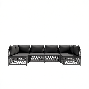 Anthracite Garden <b>Sofa</b> <b>Set</b> Metal Outdoor Furniture Cushioned Contemporary Design for Garden Comfort - Product Image 1