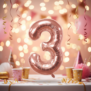 Globo de Papel Metálico Color Oro Rosa con el Número 3 para Fiestas, 100 cm, Decoración para Fiestas de Cumpleaños Infantiles - Product Image 5