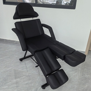 Black <b>Adjustable</b> Shampoo Bed Salon Wash Chair reclining Hair Washing <b>Table</b> with Headrest and <b>Leg</b> Support - Product Image 1