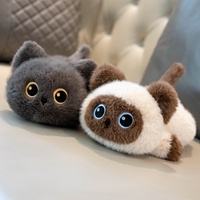 Jolie poupée chat noir couché, chat calico, jouet en peluche courte, chat siamois, jouet en peluche, 31 cm-50 cm, poupée de confort, cadeau pour les filles