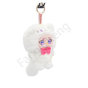 Llavero de peluche Kitten Crew, adorable colgante para bolso con disfraz de gato y detalles de lazo de colores, muñecos Gashapon de caja sorpresa, regalo de 100-120mm - Product Image 4
