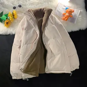 High Quality Designer Ladies Winter Reversible Bubble Clothes 2023 Warm Crop Corduroy Puffer Jacket For Women