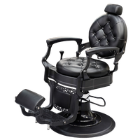 Fauteuil de Barbier Moderne pour Hommes avec Siège en Cuir et Pompe Hydraulique, Chaise de Coiffure Premium Inclinable et Réglable en Hauteur
