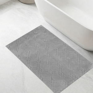 Ricardo <b>Light</b> Grey 60*100cm Recycled Cotton Jacquard <b>Bath</b> Mat Rectangle Trellis Pattern Gray Home Use Made In Turkey - Product Image 1