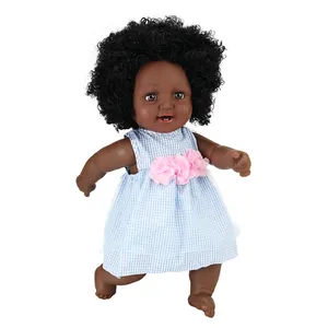 Curly Hair Black Skin Custom doll 19 inch Vinyl African America Doll With Dress Outfit for Children