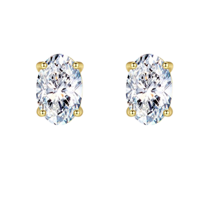 New Arrival Hypoallergenic Gold Plated <b>Stud</b> Earring Oval Cut 8A Premium Diamond Third Party Certified 925 Sterling <b>Silver</b> - Product Image 1