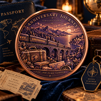 Pièce commémorative personnalisée en cuivre pur .999 de 5 oz, gaufrée en 3D, artisanat métallique, souvenir de voyage pour couple, cadeau.