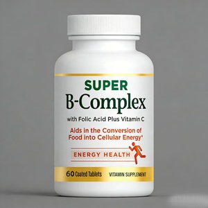 Vitaminas del Complejo B con Vitamina C y Ácido Fólico, Vitaminas para el Apoyo Inmunitario y la Energía Celular, 60 Tabletas (ODM OEM) - Product Image 1
