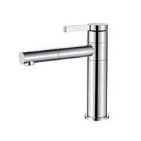 Robinet de lavabo de salle de bain moderne à bec rotatif à 360°, monocommande, en laiton massif, avec cartouche céramique, mitigeur chaud/froid