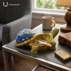 Cenicero de resina con tapa de tortuga, diseño Noche Estrellada de Van Gogh, creativo, con forma de animal, para cenizas de cigarrillos, adorno decorativo de escritorio, moderno y deportivo - Product Image 4