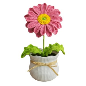 Nuevo ramo de crisantemos africanos de hilo tejido a crochet, lindo ramo de simulación de cuatro hilos para decoración de escritorio. - Product Image 5