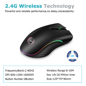 Hot Bán Ergonomic RGB Quang Chơi Game Chuột 1600 Dpi 6-Phím 2.4Ghz Có Thể Sạc Lại Không Dây 7 Màu Sắc Hơi Thở Ánh Sáng USB PC - Product Image 4