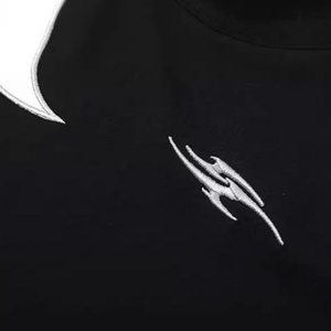 Summer New Arrival Cool Fashion Streetwear Men's 100% Cotton Short Sleeve T-<b>Shirt</b> Leather-Patched <b>Flame</b> Totem Embroidered Print - Product Image 3