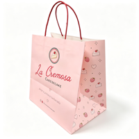 Sac en papier kraft personnalisé écologique avec poignée torsadée pour emporter, emballage pour la restauration rapide, gâteaux au fromage, tiramisu, sac de transport pour restaurant