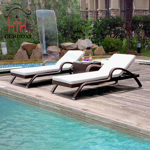 Chaise <span class=keywords><strong>de</strong></span> piscine imperméable en rotin chaise longue meubles plage transat - Product Image 5