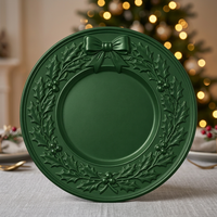 Assiettes de présentation dorées Woju Festive de 13 pouces, en plastique électroplaqué, avec bordure en nœud de houx, pour la décoration de table de Noël