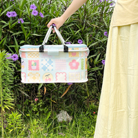 Vente en gros INS Fashion Rangement de voyage pliable Panier isotherme Pique-nique Sac fourre-tout isotherme Panier de rangement