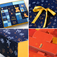 Échantillon gratuit, boîte-cadeau de calendrier de l'avent de Noël en carton de 1400 g avec logo personnalisé, emballage pliable magnétique