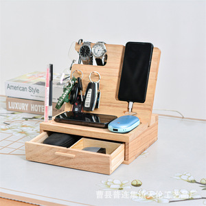 Wooden phone stand <b>desktop</b> <b>shelf</b> with drawers, simple design, <b>desktop</b> bedroom bedside <b>shelf</b> - Product Image 1
