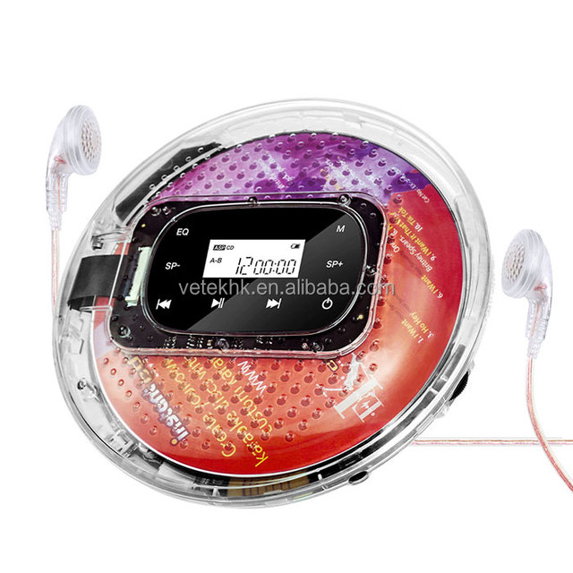 Portable Discman CD Player Without Speakers with Hi-Fi Earphones Supports WMA/MP3 AV Output Button Control for Car & Home Use
