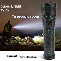 Lampe torche tactique LED rechargeable en alliage d'aluminium, étanche IP54, lumière blanche et jaune, lumière vive pour le camping